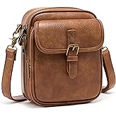Small Messenger Bag Vegan Leather Crossbody Bag for Women Men, Vintage Cross Body Shoulder Purse with Card Slots