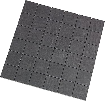 Filita Black Natur Mosaik 4 7x4 7 Cm Feinsteinzeug Fliese Mit Schieferoptik Und Schieferstruktur Mosaik Amazon De Baumarkt