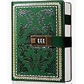 Yoment Diary Vintage Journal with Lock for Women Leather Diary with Lock Refillable Personal Locking Locked Journal Writing Notebook B6 Secret Journal with Combination Password 5.5 x 7.8 in, Green