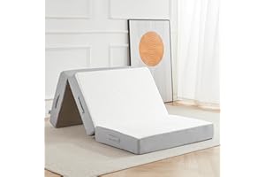 Lazyzizi Folding Mattress, 6 Inch Memory Foam Tri-fold Mattress with Breathable & Washable Bamboo Fiber Fabric Cover, Foldabl