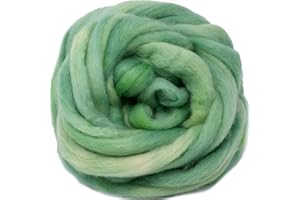 LIVING DREAMS YARN Wool Roving Hand Dyed. Super Soft BFL Combed Top Pre-Drafted for Easy Hand Spinning. Artisanal Craft Fiber Ideal for Felting, Weaving, Wall Hangings and Embellishments. 4 Ounce. Ocean Green