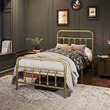 Yaheetech 3ft Single Bed Frame Vintage Iron Platform Bed Antique Gold view 3