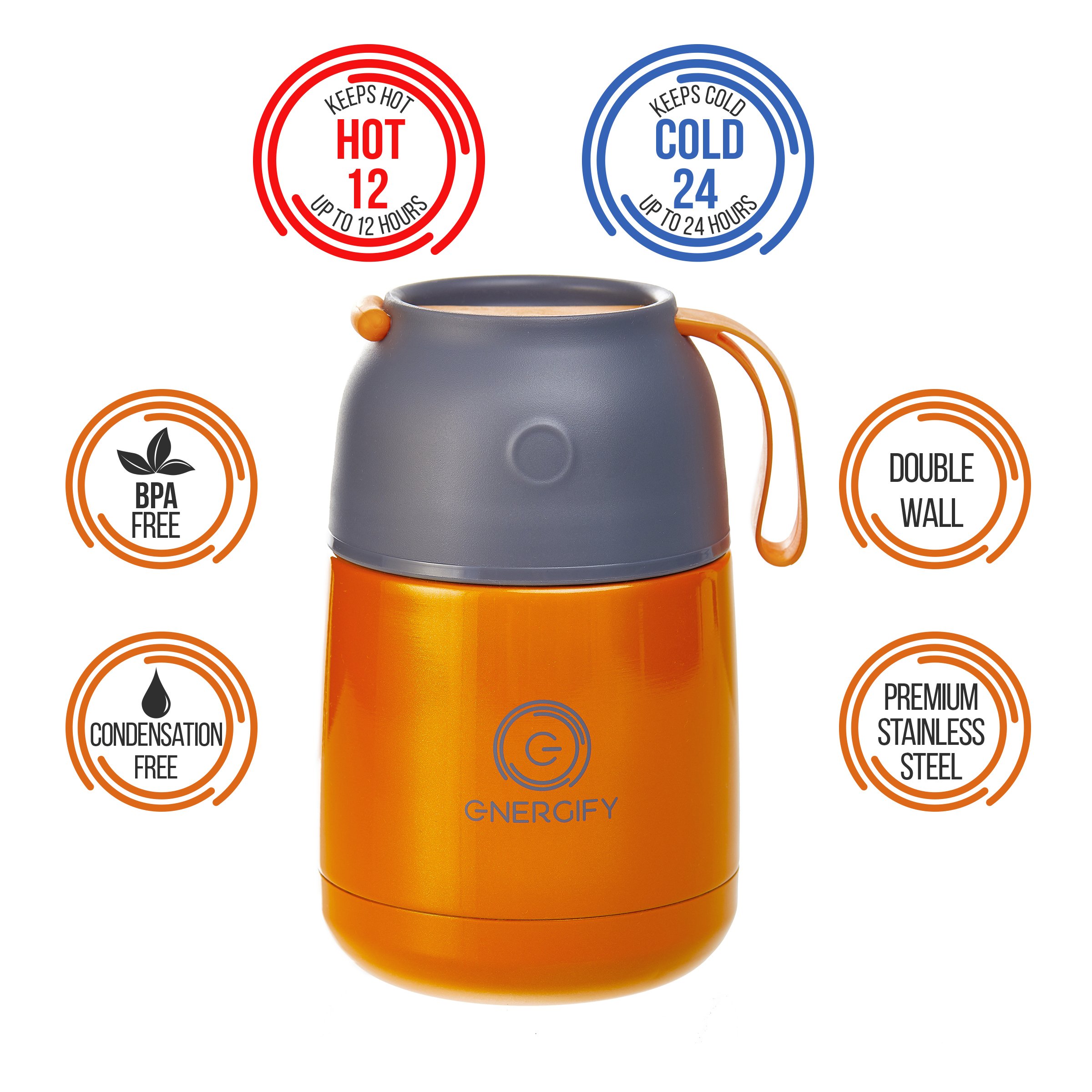 Energify Vacuum Insulated Stainless Steel Thermos Food Jar 15.2 oz