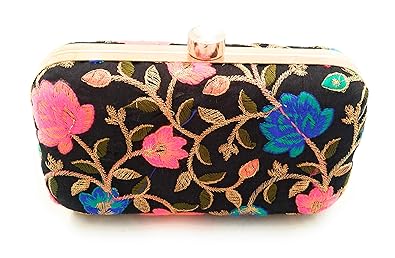 Flora Handicraft Party Wear Box Clutch Bag Purse For Bridal, Casual, Party