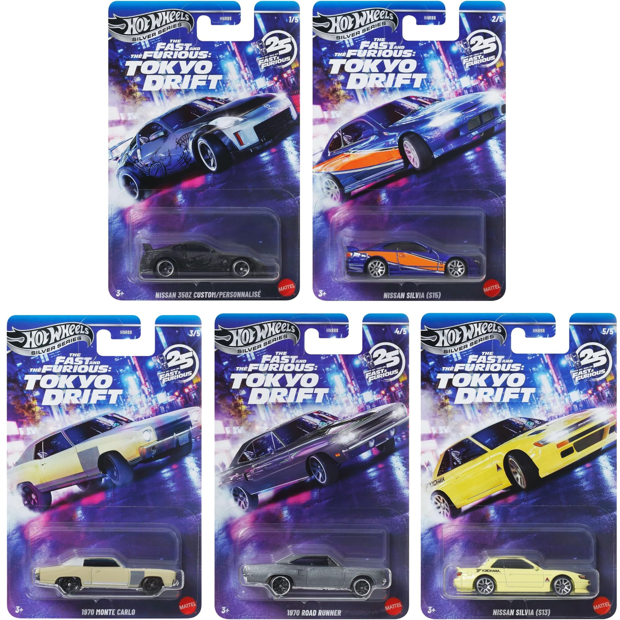 Hot Wheels Fast and Furious Tokyo Drift Series - (Complete Set of All 5)