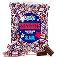 Patriotic Candy - 2 Pound Bulk Pack (About 150 Count) - Chocolate Flavored Caramels - Independence Day Taffies - USA Flag Colors