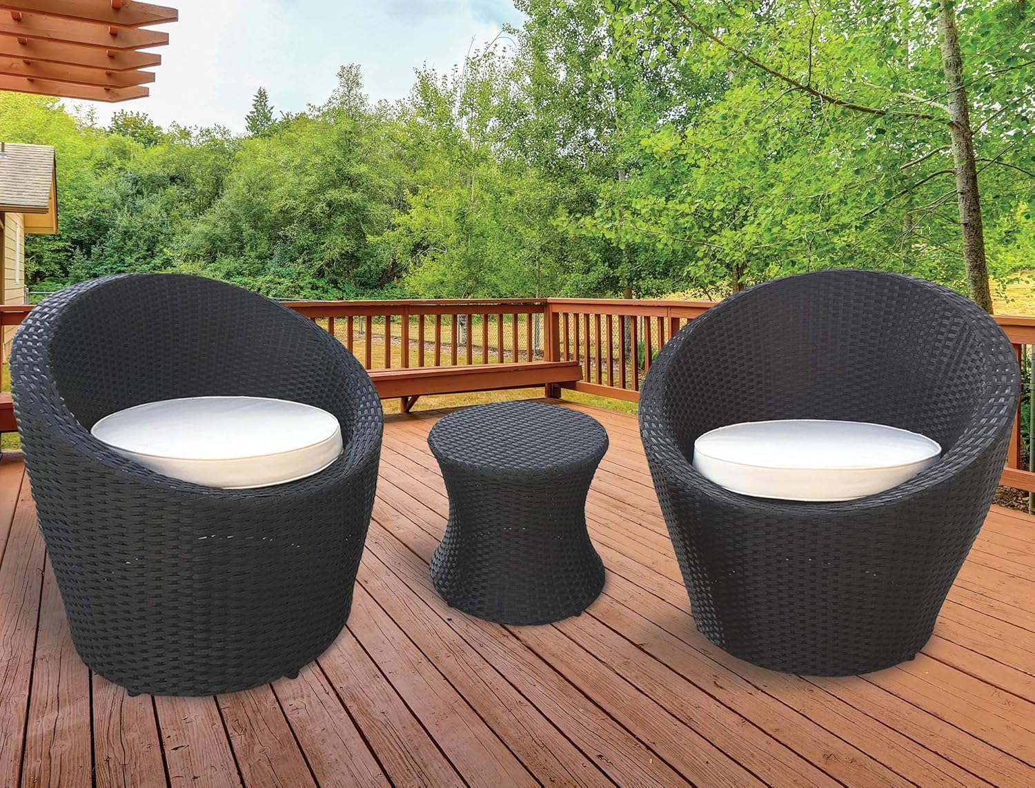 Keplin 3pc Rattan Garden Furniture Set Patio Inside Conservatory Outdoor Set 1x Table 2x Chair Stackable Easy To Store Oval Dgrey Amazon Co Uk Garden Outdoors
