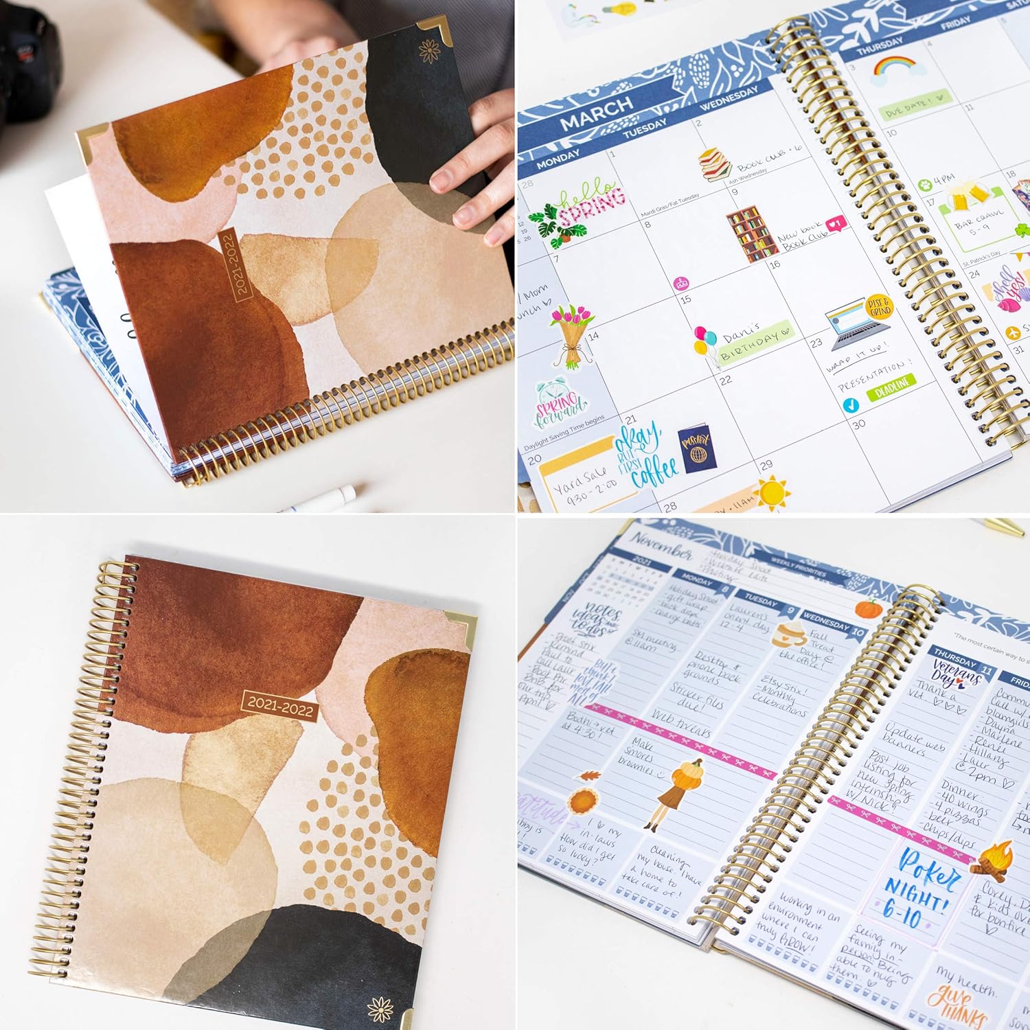 bloom daily planners 2021-2022 HARDCOVER Academic Year Goal & Vision Planner (July 2021 - July 2022) - Monthly/Weekly Agenda Calendar Organizer - 7.5" x 9" - Earthy Abstract : Office Products
