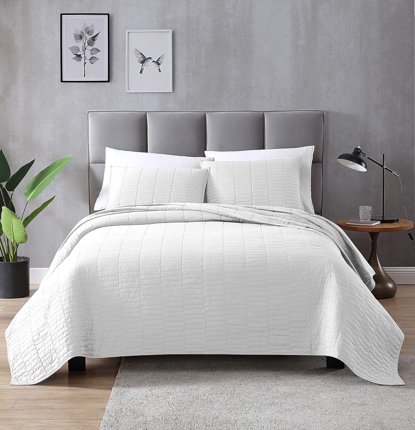 EXQ Home Quilt Set King Size White 3 Piece,Lightweight