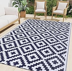 Smiry Waterproof Outdoor Rug 6x9 ft, Reversible