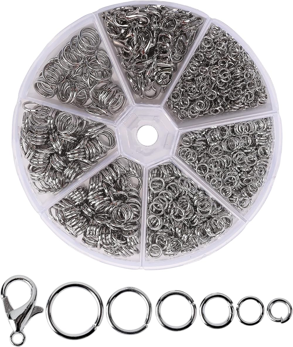 Mr. Pen Jump Rings Set 1014 Pcs 6 Sizes with Lobster Clasps for Jewelry