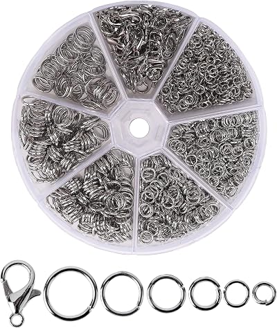 Mr. Pen Jump Rings Set 1014 Pcs 6 Sizes with Lobster Clasps for Jewelry