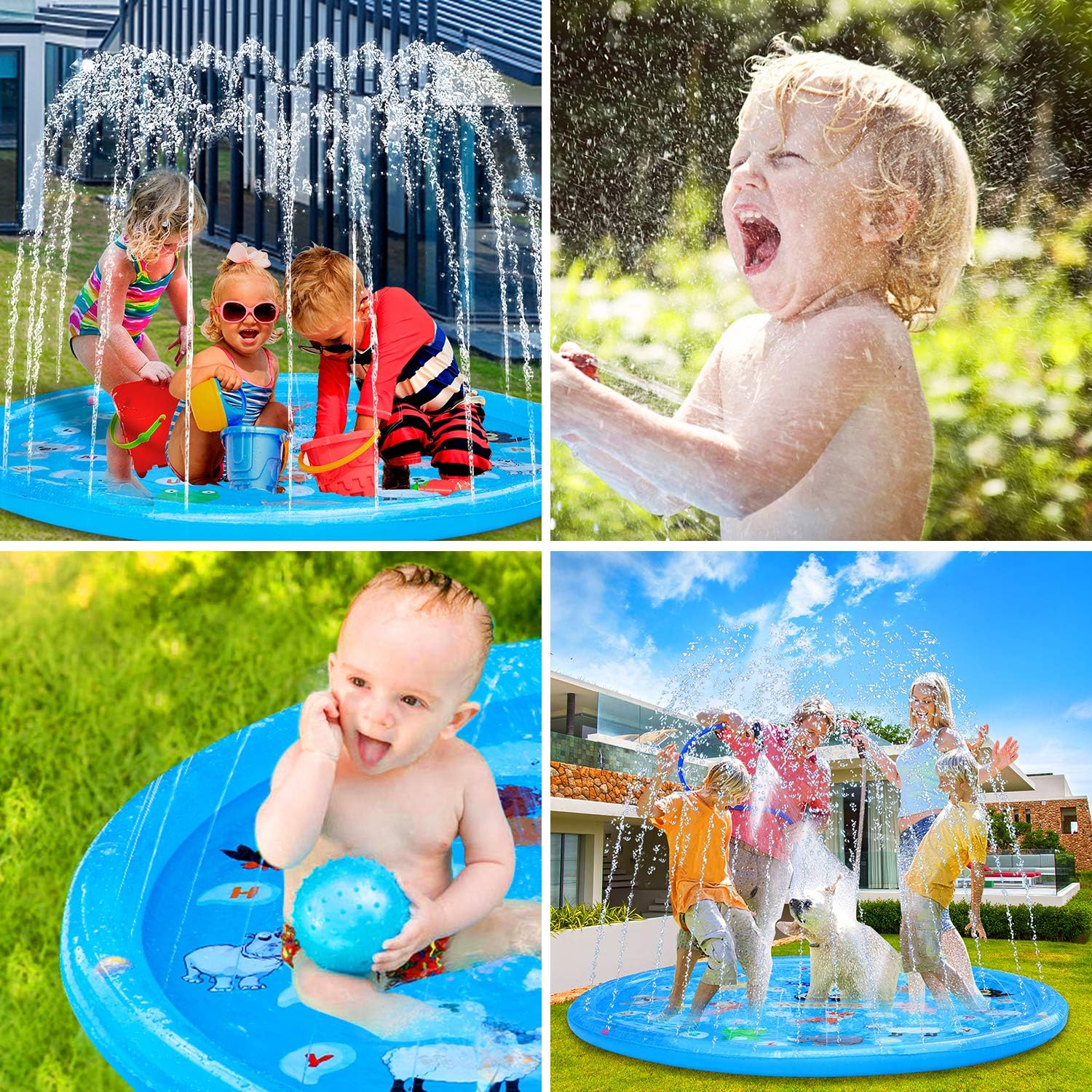 TOHIBEE Splash Pad, Sprinkler for Kids & Baby Pool, 68'' Outdoor Water Toys Wading Pool for Learning,Children Splash Play Mat Swimming Pool Summer Sprinkler Toys for Toddlers and Boys Girls: Toys & Games
