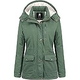 Pursky Women's Winter Coat Warm Cotton Military Jacket Thicken Sherpa Lined Parka with Removable Hood