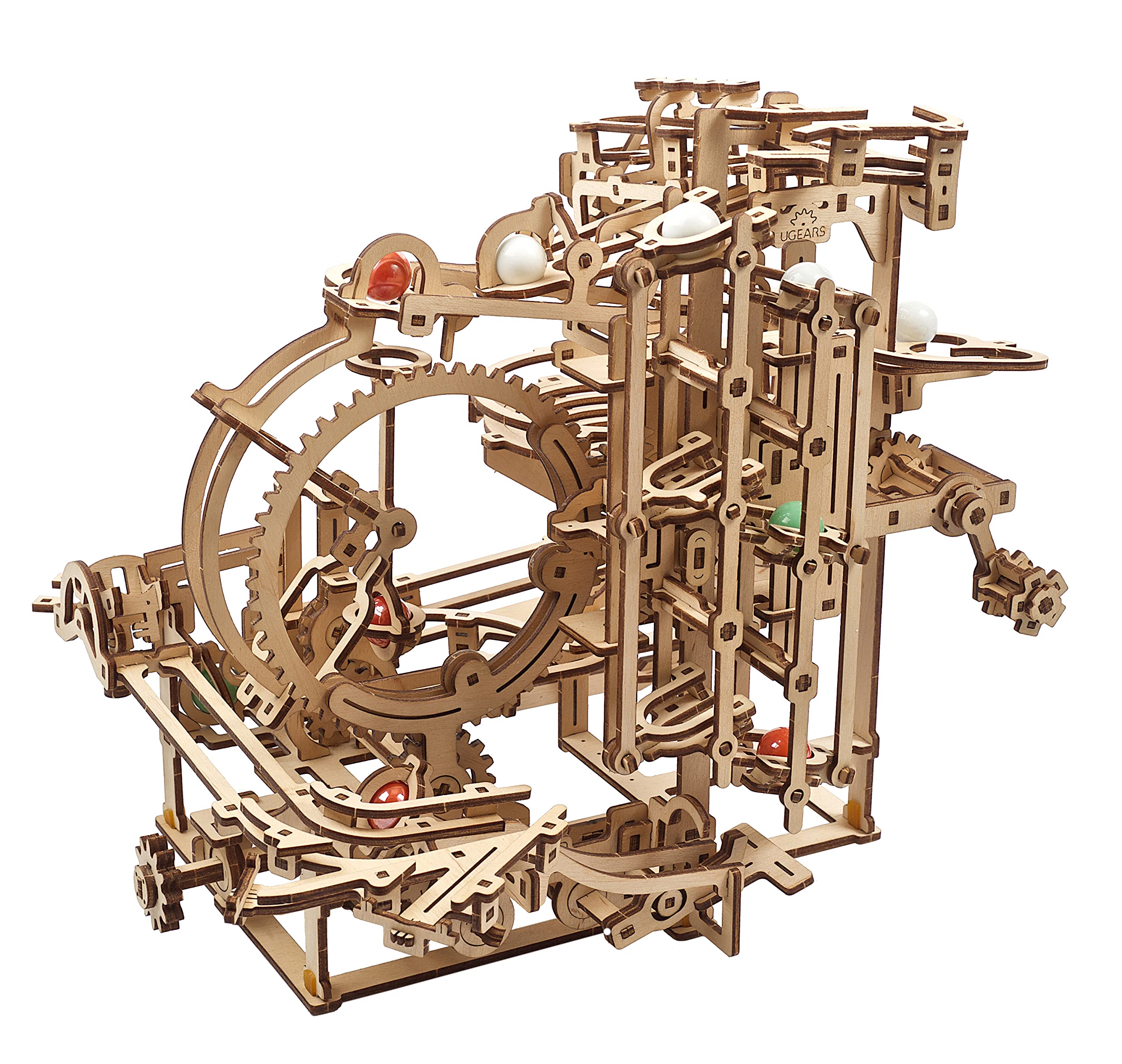UGEARS Wooden Marble Run 3D Puzzle - Wood Marble Run Stepped Hoist with 3-Stepped Lift 3D Wooden Puzzles for Adults - DIY Crafts for Adults - Model Kits For Adults To Build - 355 Pcs