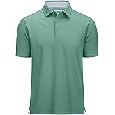 MAGCOMSEN Men's Polo Shirts Short Sleeve Cotton Pique 3 Button Classic Fit Casual T-Shirt Performance Golf Shirts