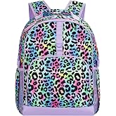Choco Mocha Kids Backpack for Girls Cheetah Backpack Kids Elementary School Backpack for Girls Ages 6-8 Kid Bookbag 17 Inch with Chest Strap, Colorful