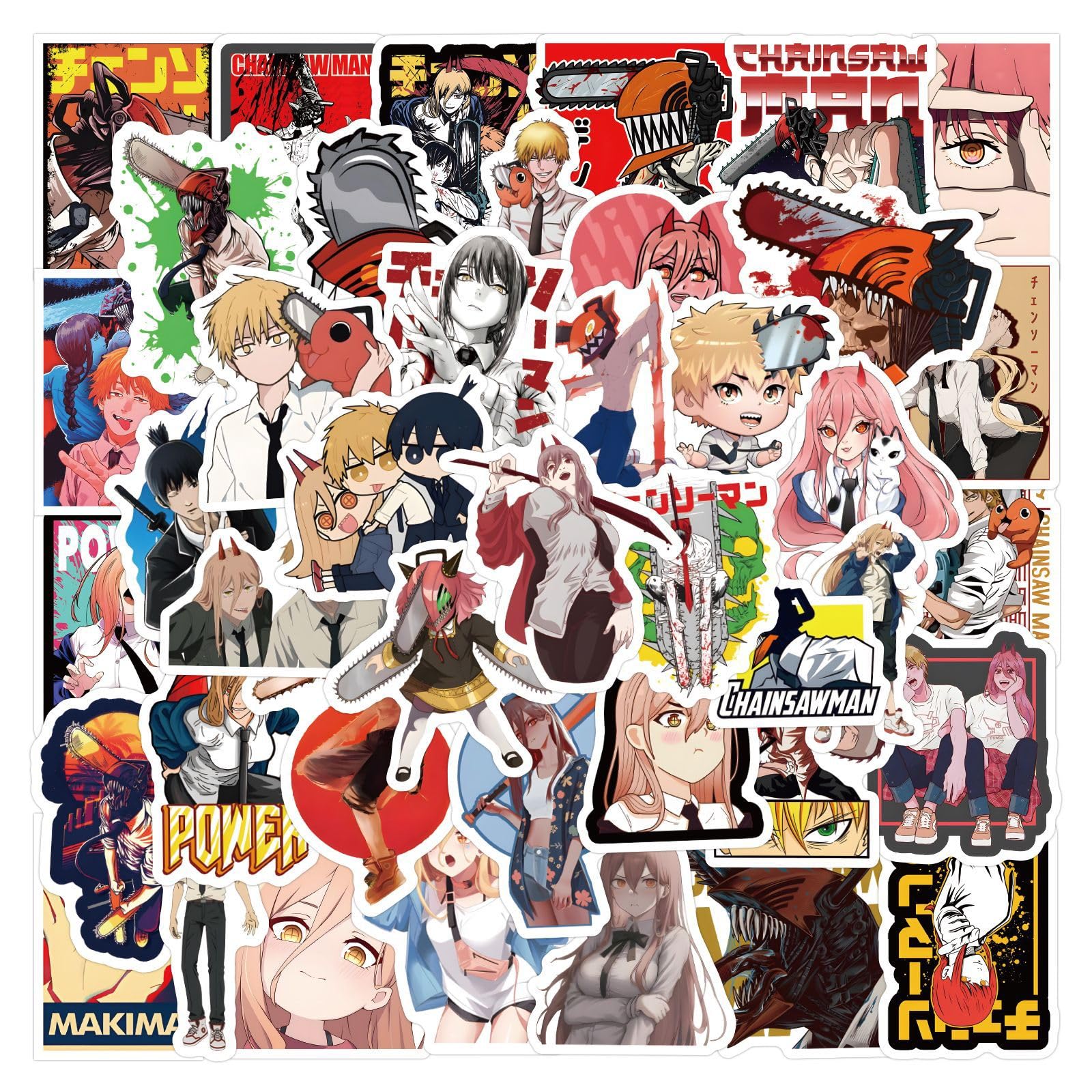 Cool Chainsaw Man Anime Stickers Pack 60 PCS |Stickers for Car,Laptop,Water Bottles,Stickers for Teens Cute Vinyl Decals — image 1