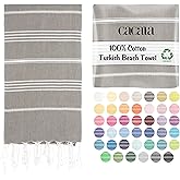 Cacala Lightweight and Thin Turkish Beach Towel 100% Cotton Sand-Free and Quick-Drying Goodness Perfect as an Extra Large Travel Towel, Beach Accessory, or Gift for Beach Lovers, 37 x 70