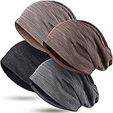 4 Pieces Slouchy Beanie Hat Sleeping Cap Baggy Skull Knit Sleeping Hat Headwear Head Wrap Cap for Men Women