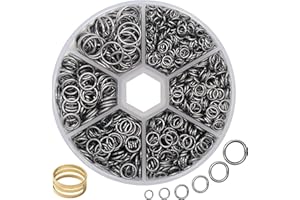 GMMA 1400 Pcs Open Jump Rings for Jewelry Making Supplies 6 Sizes/Box Jump Rings for Key Chain Making kit with 1Pcs Jump Ring Open/Close Tool (Gun Blak)