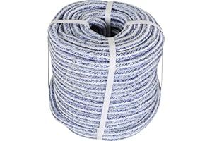 LIGUVCY 3/4 x 100FT, High Force Braided Polyester Arborist Tree Rope, 24 Strand Bull Rope, Extra Abrasion Resistant, UV Resistant Heavy Duty Tree Rope for Swings,Camping(Blue and White)