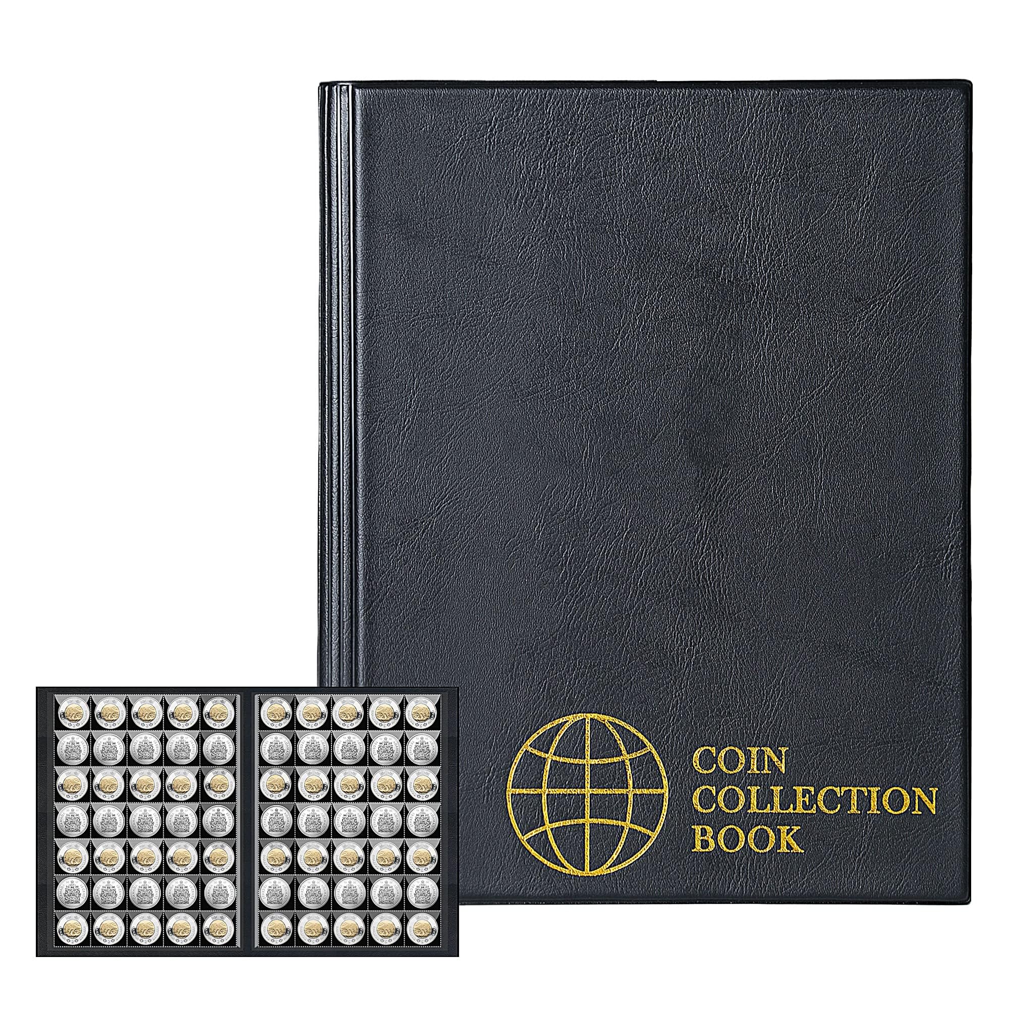 Uncle Paul 350 Pockets Coin Albums - 3.0x3.5cm Grid Black Coin Collection Holder Storage Book 10 Pages CS0235BK — image 1