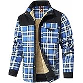 HYPESTFIT Men's Corduroy Plaid Sherpa Lined Flannel Shirt Jacket Fleece Coat