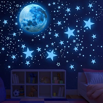 Neasyth Glow in The Dark Stars Ceiling 1005 Pcs Moon Wall Decals Kids