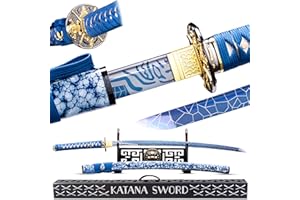 Eroton Real Katana - Japanese Samurai Sword, Unique Gift for Men - Full Tang High Carbon Steel Blade, Memorable for Martial Arts Enthusiasts or Collectors