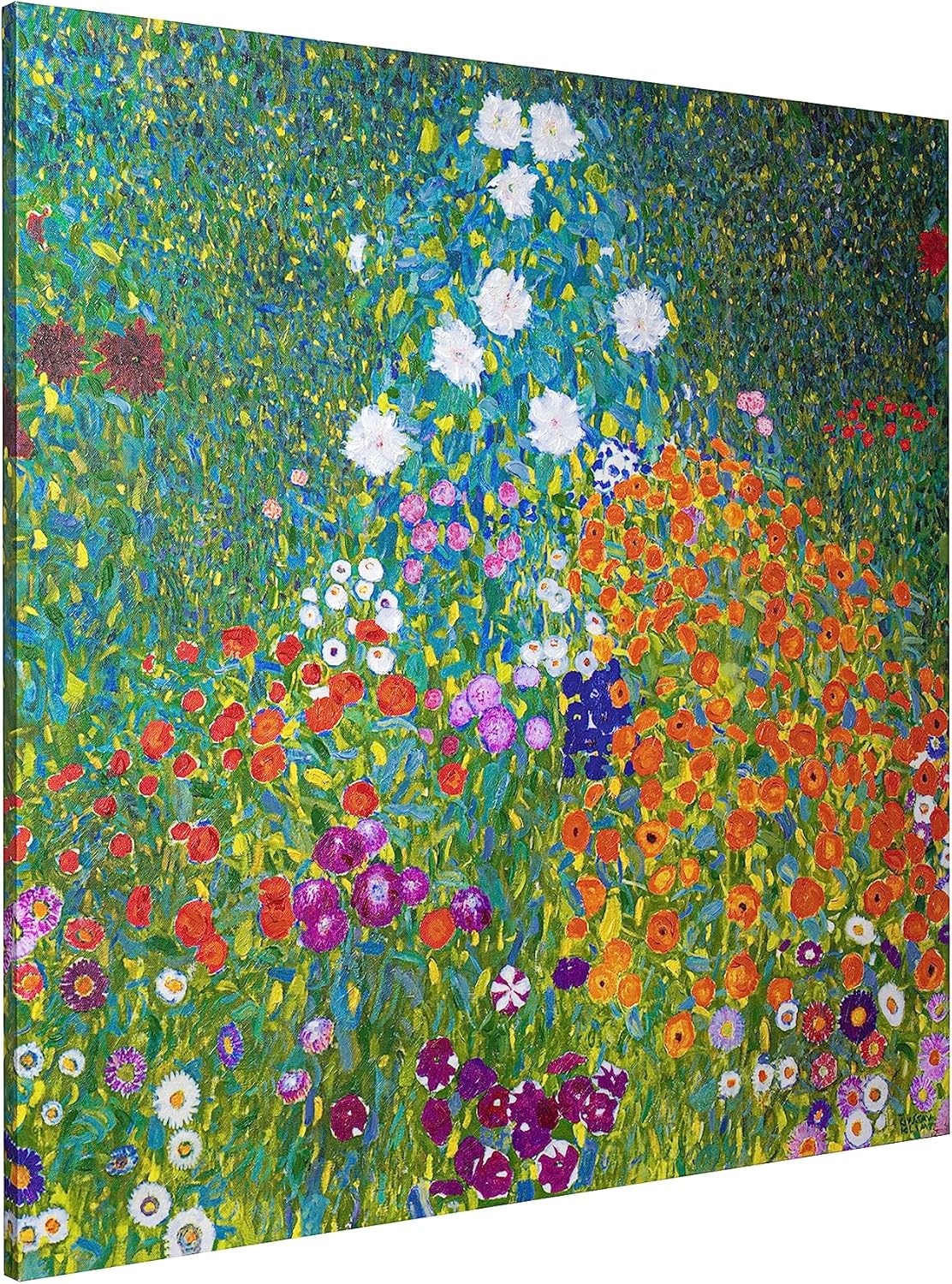Paintings - ArtbyHannah 24x24 Inch Flowers Paintings by Gustav Klimt Paintings Reproduction for Wall Art Decorations, Textured 3D Hand-Painted Oil Painting on Canvas for Bedroom Living Room or Wall Decor
