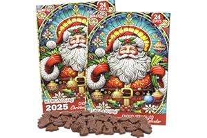 SWEETZO Santa Stained Glass Advent Calendar, Chocolatey Candy Countdown to Christmas, 24 Days, 2.4 Ounces (Pack of 2)