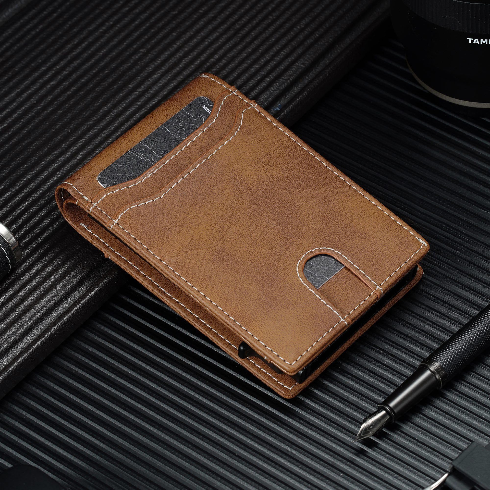 furid Smart Wallet For Men Slim: Rfid Minimalist Pop Up Wallets with Money Clip Metal Credit Card Holder - Gifts for Husband Father at Birthday Anniversary