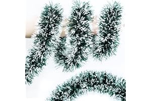 FLYSNK 50 Ft Green Christmas Tinsel Garland Metallic Twist Shiny Hanging Garland for Christmas Tree Decorations Xmas Holiday Garland for Home Indoor Outdoor Party Supplies Decor (Green)