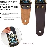 Nefelibata Guitar Strap Embroidered Cotton with Cowhide Ends 38–64in view 3