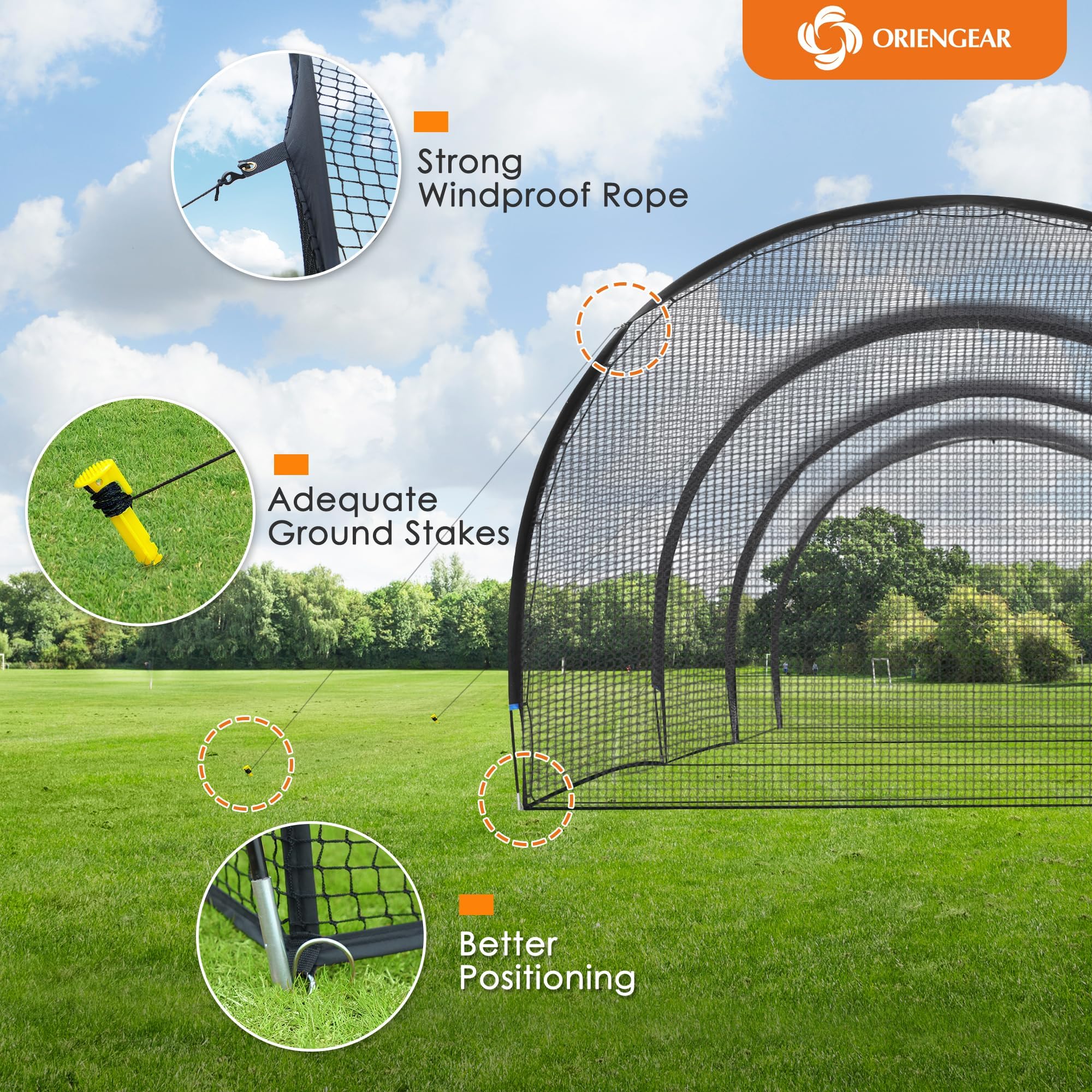 Cage De Frappeur Baseball 70ft Baseball/Softball Batting Cage Net - Heavy Duty PE Knotted, Portable Pitching Net For Sale