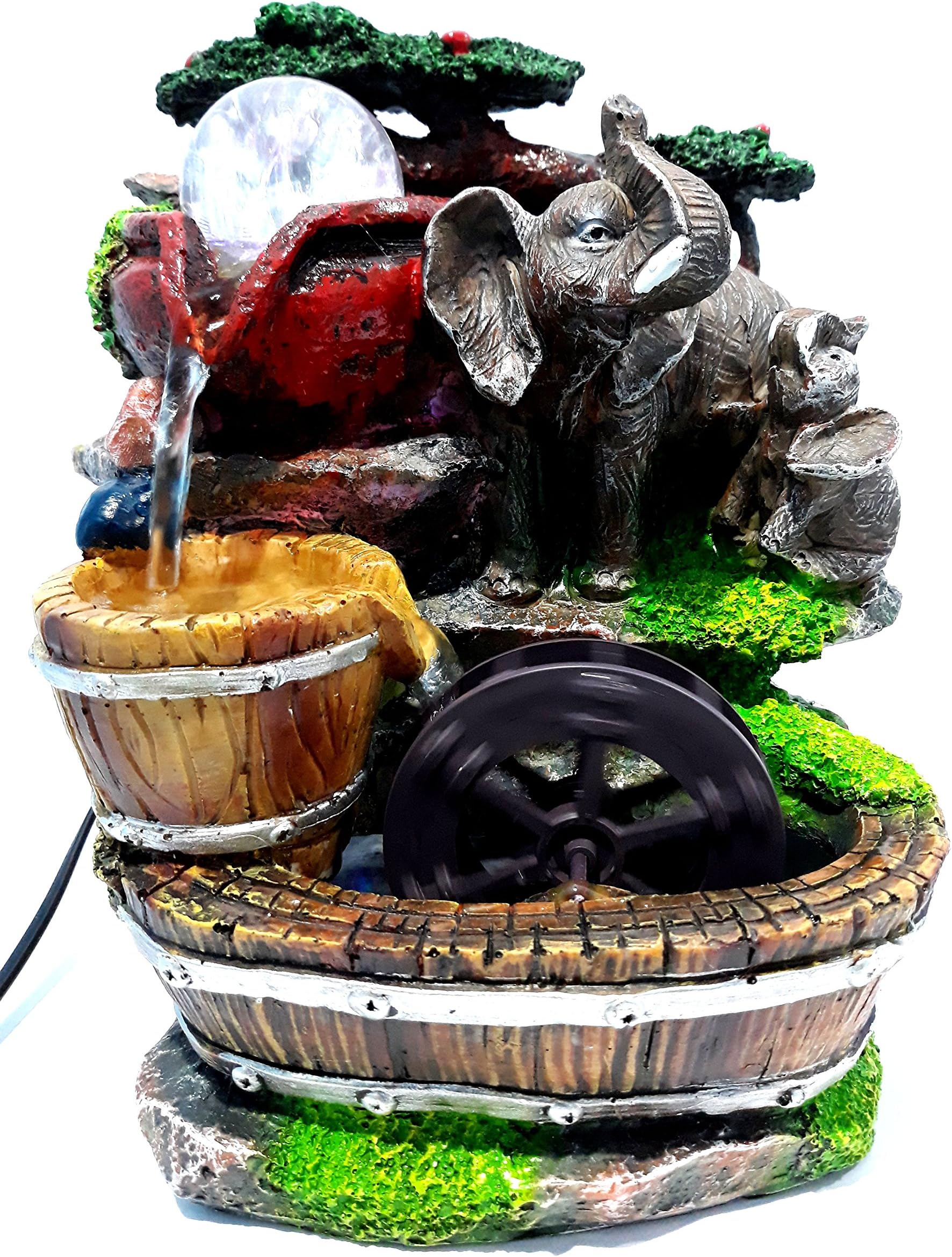 Shri Balaji Enterprises Polystone Indoor Table top Water Fountain with Rolling Crystal Ball with Multi-Colour Light, Multicolour, 29x19x22cm(FN5)