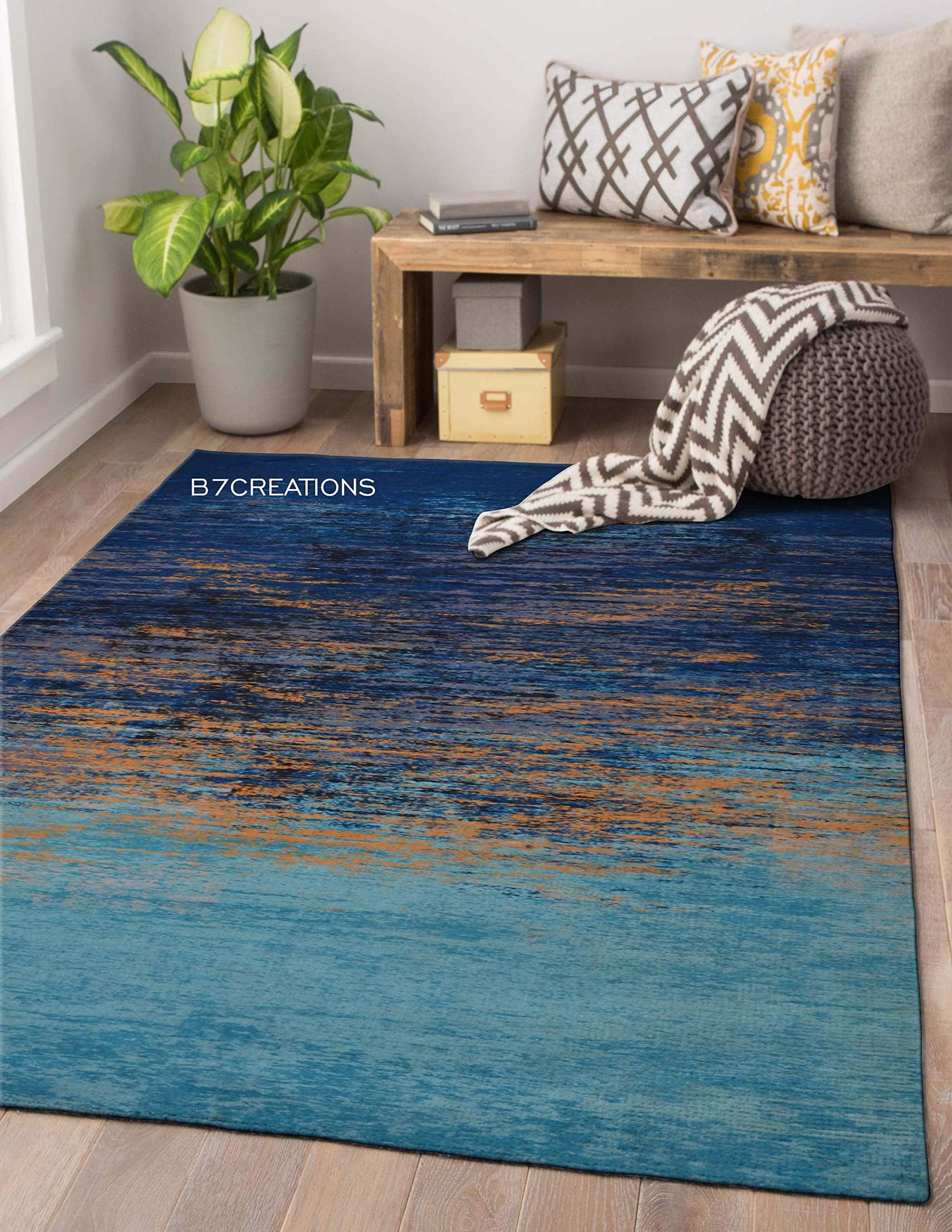 b7 CREATIONS 3 x 5 Feet Multi Digital Printed Carpet Rug Runner for Bedroom/Living Area/Home with Anti Slip Backing