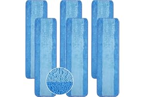 WLICH 6 Pack Microfiber Cleaning Pads are Compatible with Bona Mop,18 Inch Replaceable Mop Pad Refill,Washable & Reusable Blue Microfiber Mop Pads for Hardwood and Hard-Surface Floors