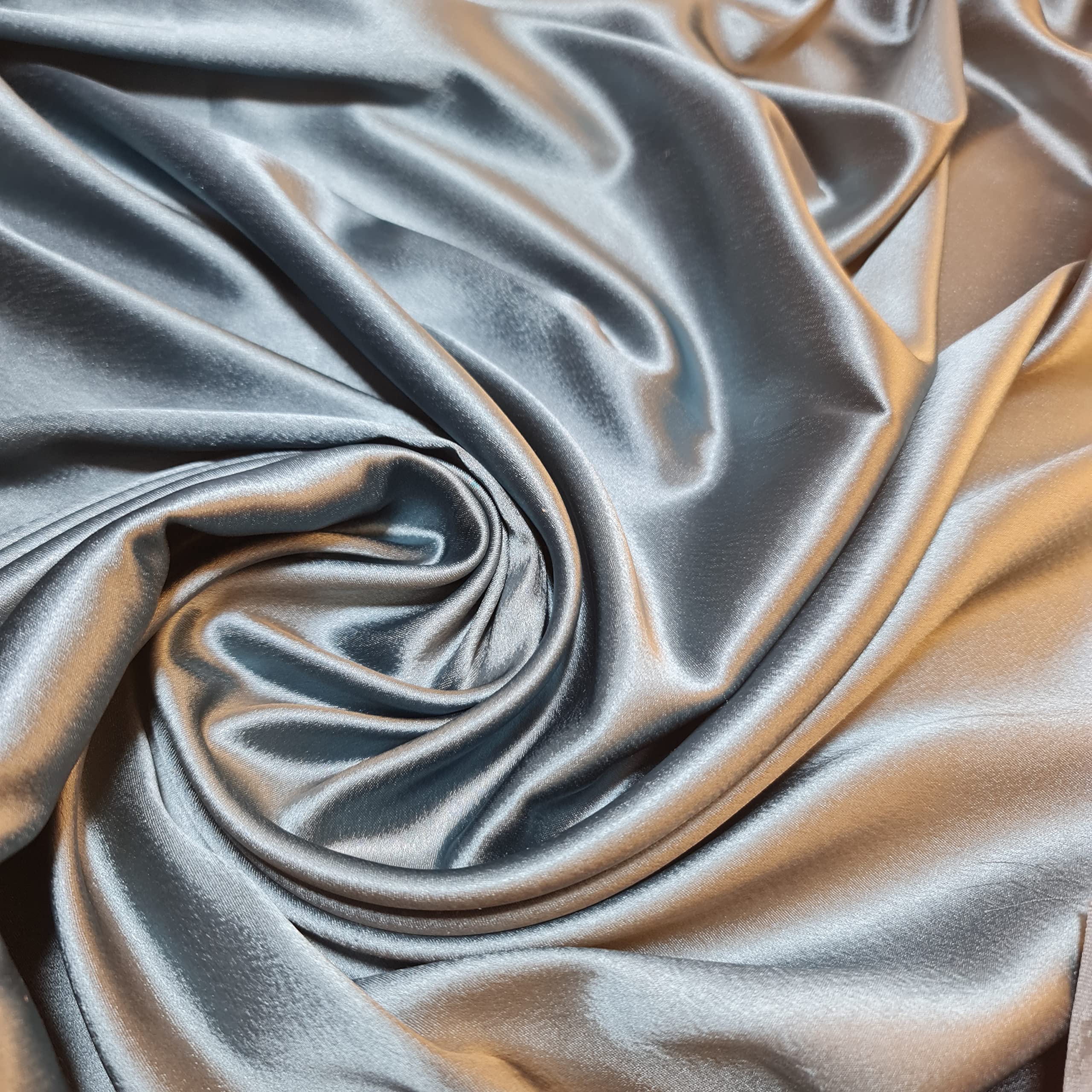 Glossy Charmeuse Silk Satin Bridal Dress Polyester Lining Craft Fabric 44" Meter (5 Meter, Peacock)
