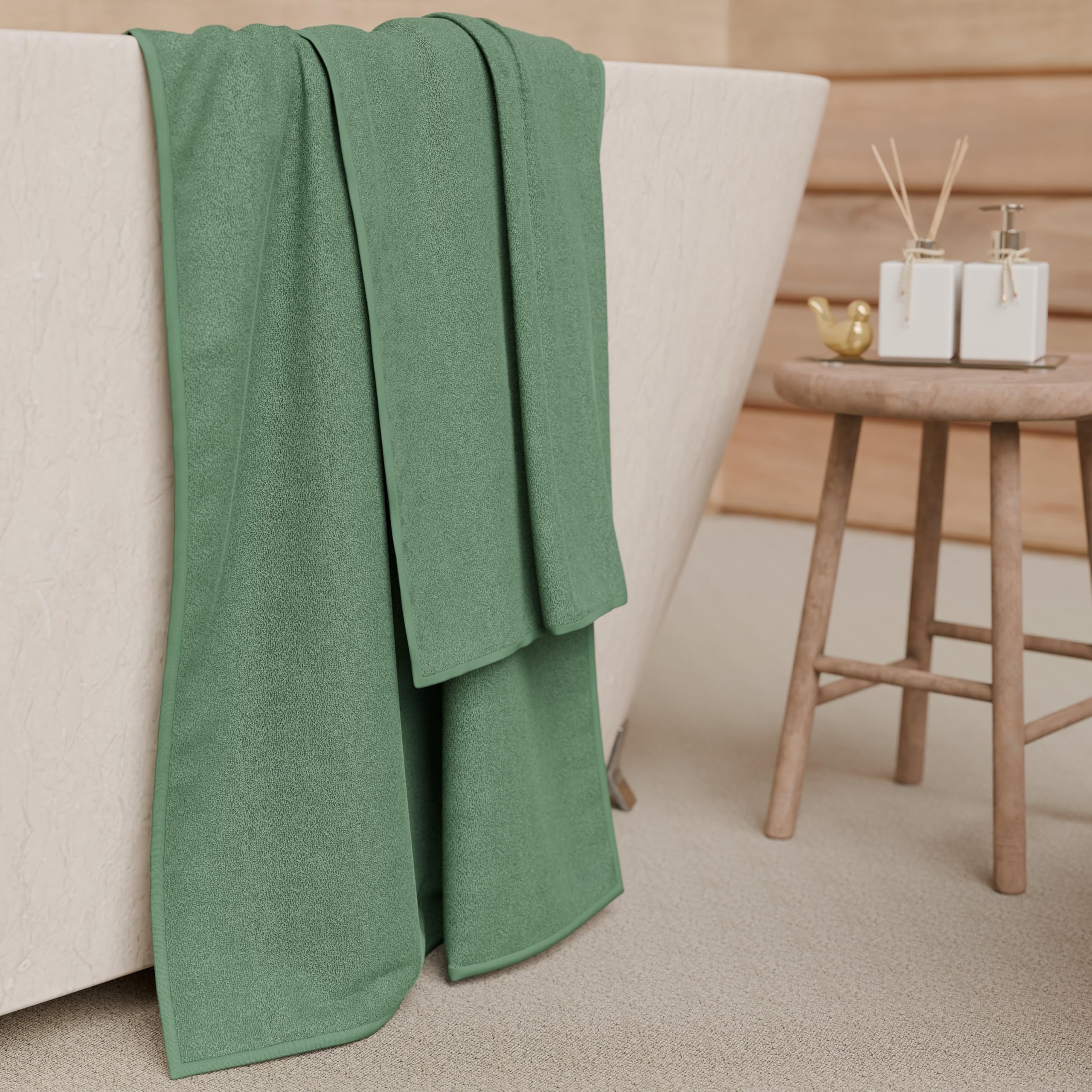 PETTI Artigiani Italiani - 100% Cotton Terry Bath Towels, 1+1 Towel Set, 2 Pieces 1 Face Towel and 1 Hand Towel, Sage Green Towels — image 1