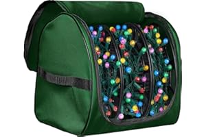 ZOBER Christmas Light Storage Reels - Christmas Light Organizer with 3 Plastic Wheels - 600D Oxford Fabric - Fits 200 Mini Lights per Spool, Lights Storage - Stitched Reinforced Handles - Green