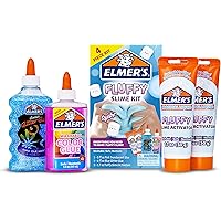 Elmer’s Fluffy Slime Kit, Includes Elmer’s Translucent Color Glue, Elmer’s Glitter Glue, Elmer’s Fluffy Slime Activator, 4 Co