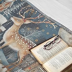 Ambesonne Christmas Throw Blanket, Xmas Eve Starry