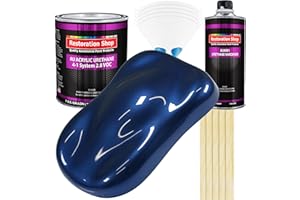 Restoration Shop - Daytona Blue Metallic Acrylic Urethane Auto Paint - Complete Gallon Paint Kit - Professional Single Stage High Gloss Automotive, Car, Truck Coating, 4:1 Mix Ratio, 2.8 VOC