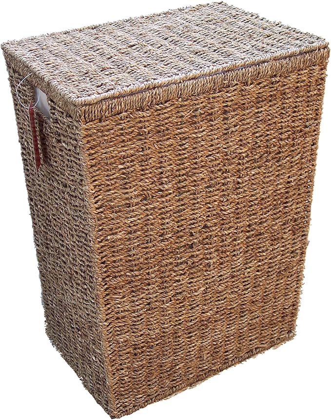 Sea Grass linen laundry basket slim Retangular large seagrass storage