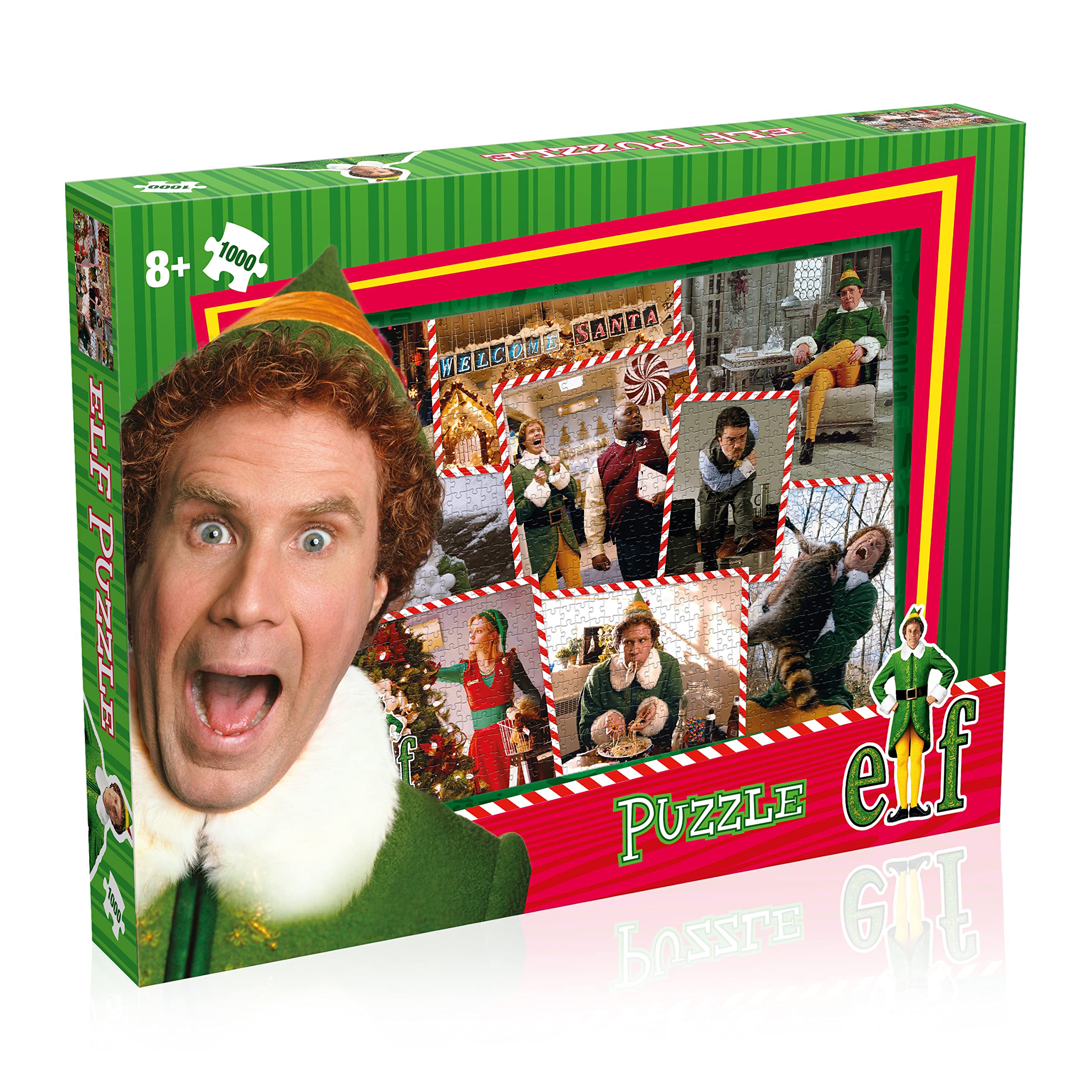 Winning Moves Buddy the Elf 1000 Piece Jigsaw Puzzle Game, Piece together a montage of scenes from the Elf movie including Miles Finch, Jovie and Santa, Great gift for ages 8 plus