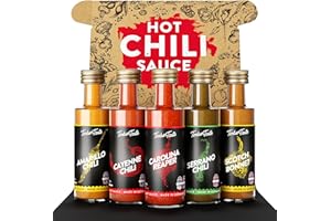 TIMBER TASTE® Color Hot Sauce Gift Set [5x1.35 oz] Hot Sauce Variety Pack - Spicy Condiment Set for Heat Lovers in Mini Bottles - Gourmet Spicy Food Gifts for Women & Men - Birthday Gifts for Men