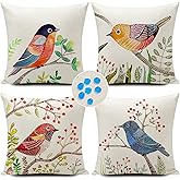 HUASHUZI Outdoor Pillow Covers Waterproof Furniture Patio Garden Decor for Outside Chair Cushions Birds Throw Pillows 18x18 Inch Set of 4 Decorative for Couch Sofa