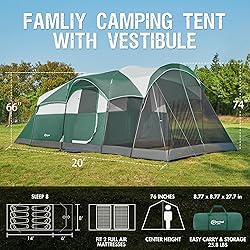 PORTAL 8 Person Family Camping Tent with Screen